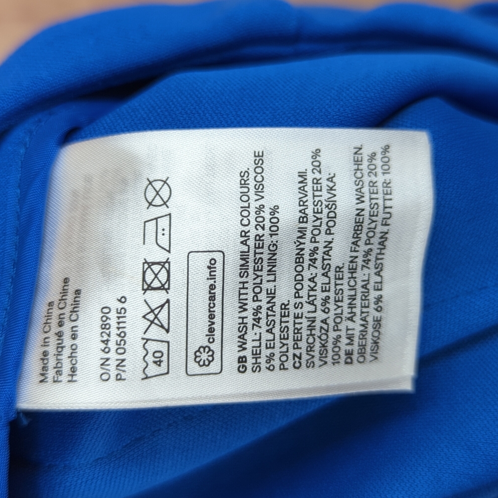H&M Cobalt Blue Short Skirt Faux Wrap Metal Ring Decorations Sz 8 - Picture 9 of 9